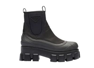 PRADA Women's Monolith Re-Nylon Gabardine Boots "Black"