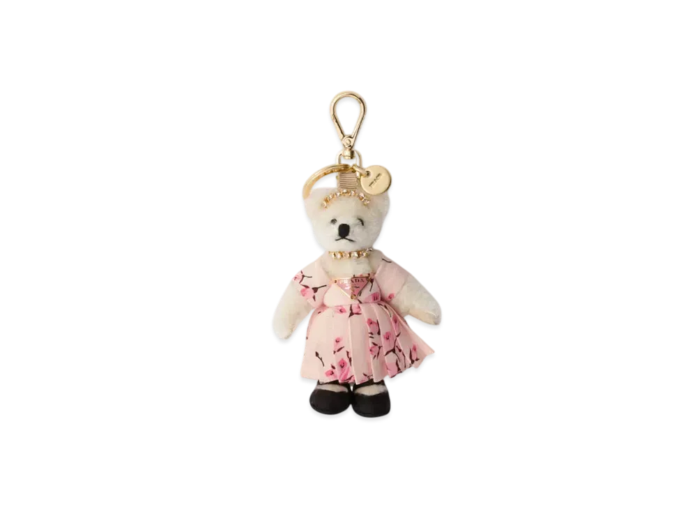 PRADA Teddy Bag Charm with Metal Ring "White"