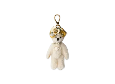 PRADA Teddy Bag Charm with Metal Ring "White"