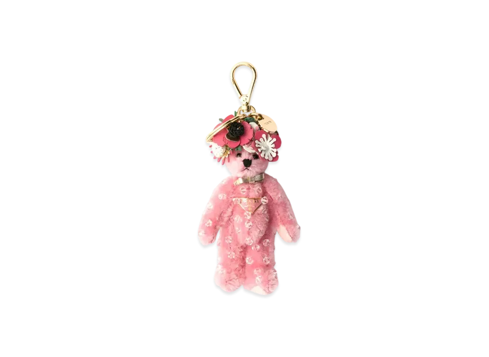 PRADA Teddy Bag Charm with Metal Ring "Pink"