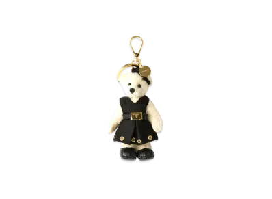 PRADA Teddy Bag Charm with Metal Ring "White"