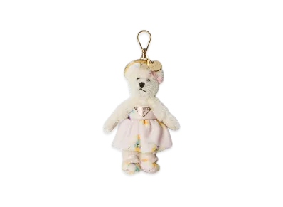 PRADA Teddy Bag Charm with Metal Ring "White/Pink"