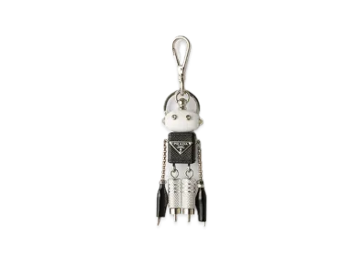 PRADA Robot Saffiano Leather Bag Charm "Gray"
