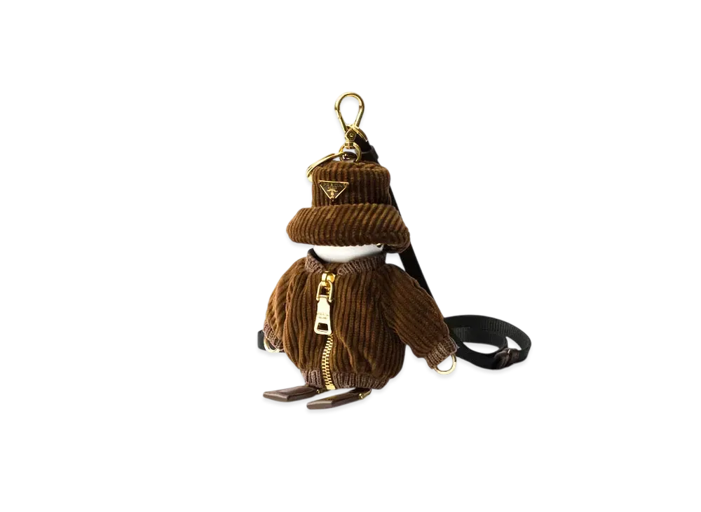 PRADA Soft Robot Corduroy Bag Charm "Brown"