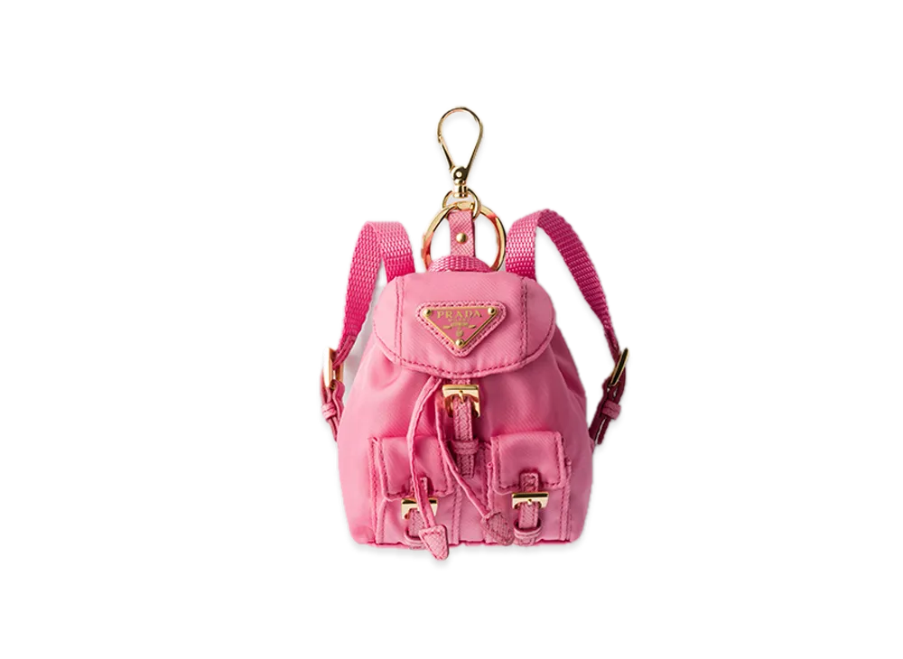 PRADA Mini Icon Re-Nylon Bag Charm "Pink"