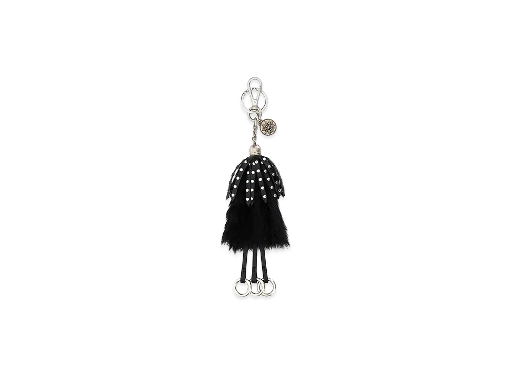 PRADA Women's Calf Hair And Leather Keyring "Black"