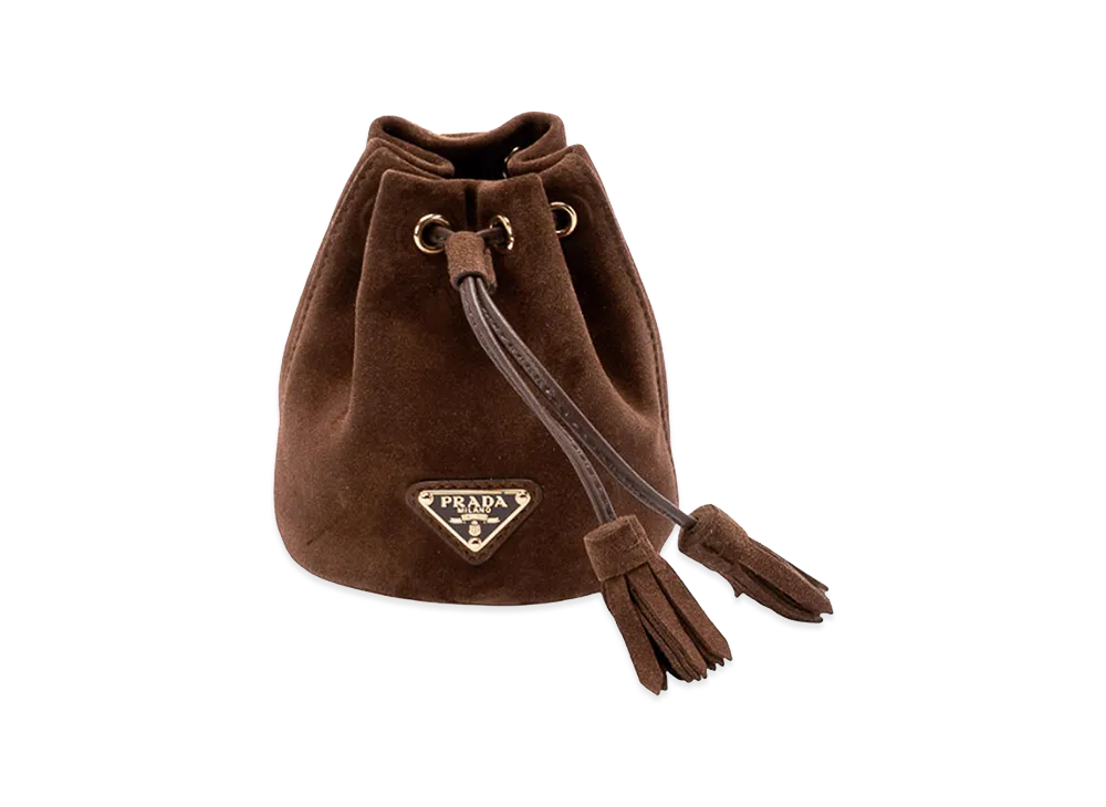 PRADA Women's Suede Pouch "Brown"