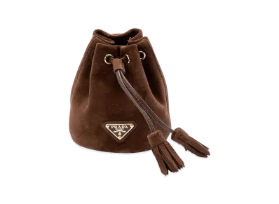 PRADA Women's Suede Pouch "Brown"