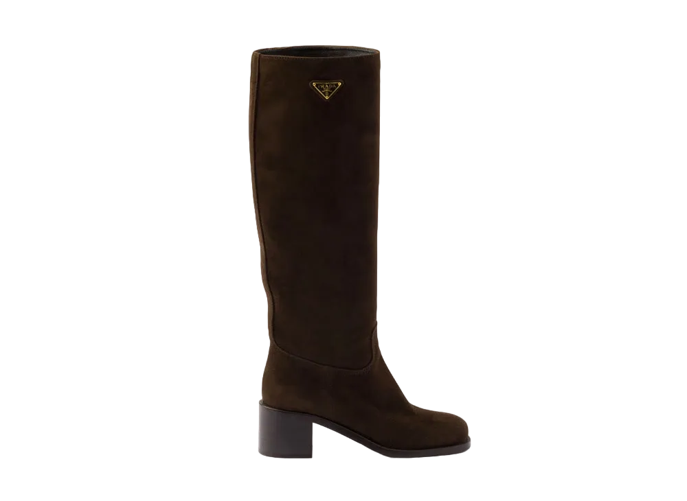 PRADA Women's Suede Boots "Dark Brown"