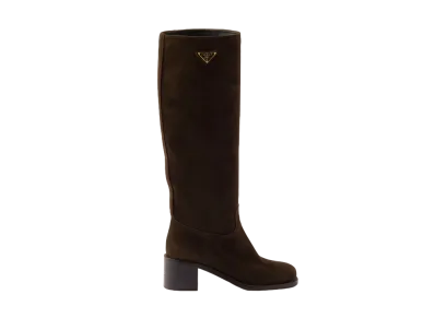 PRADA Women's Suede Boots "Dark Brown"