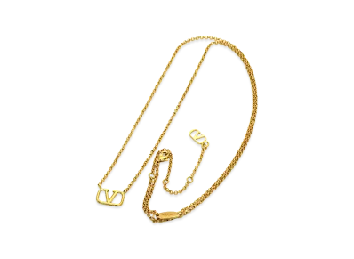 Valentino Garavani Women's V Logo Signature Necklace "Yellow Gold"