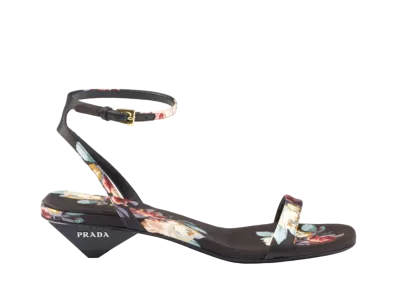 PRADA Women's Satin Sandals "Black"