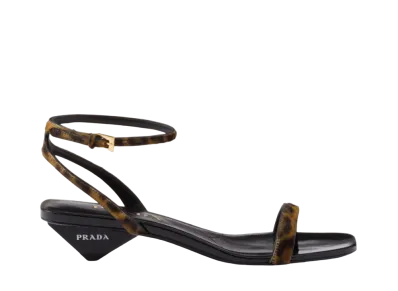 PRADA Women's Printed Leather Sandals "Beige"