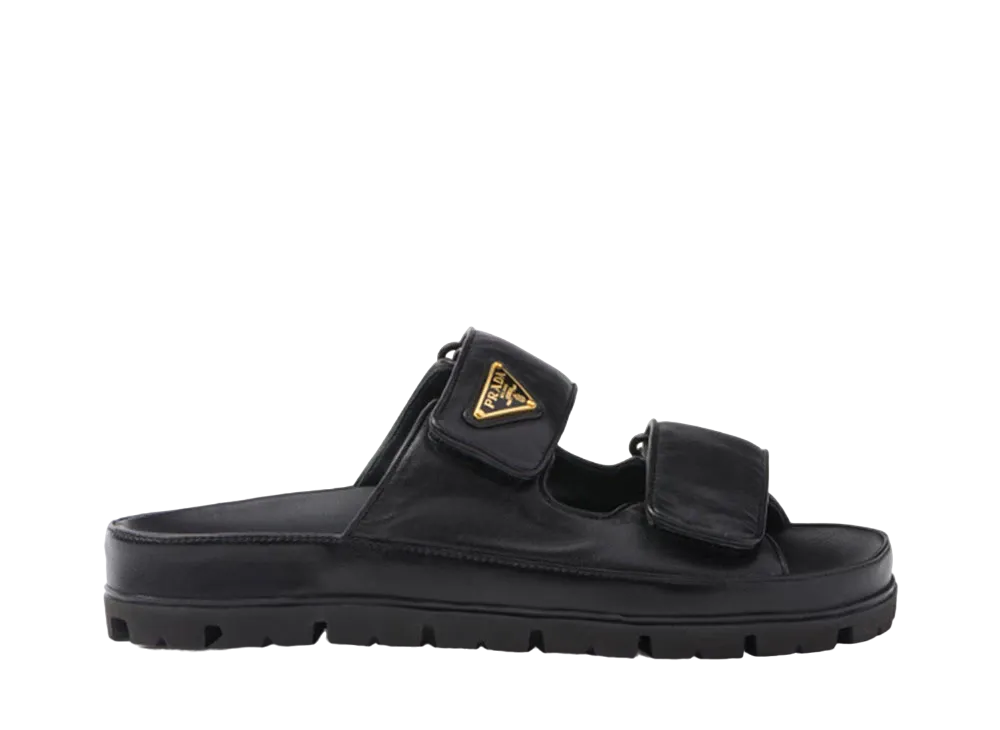 PRADA Women's Nappa Leather Slides "Black"
