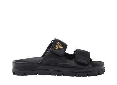 PRADA Women's Nappa Leather Slides "Black"