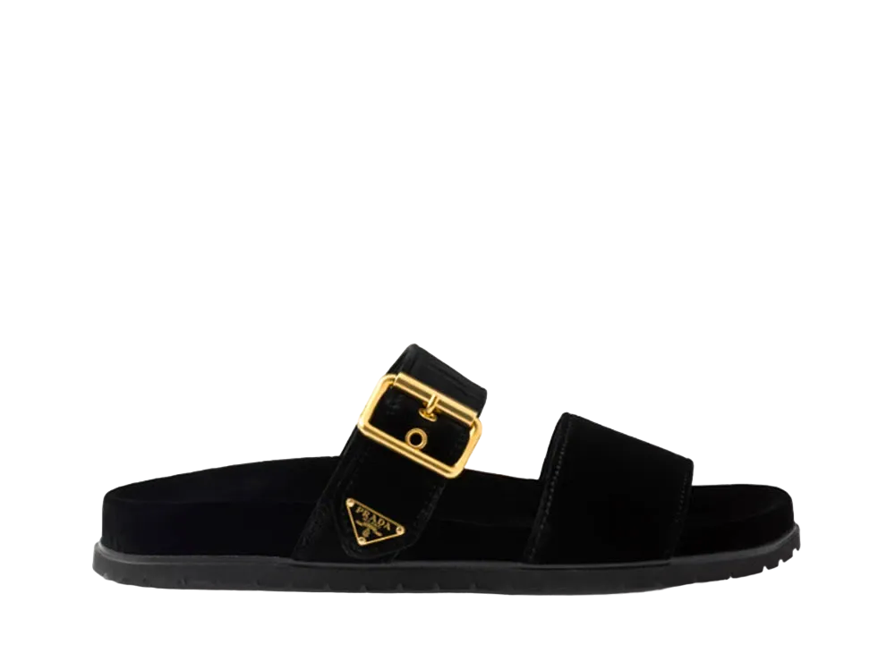 PRADA Women's Velvet Slides "Black"