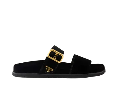 PRADA Women's Velvet Slides "Black"
