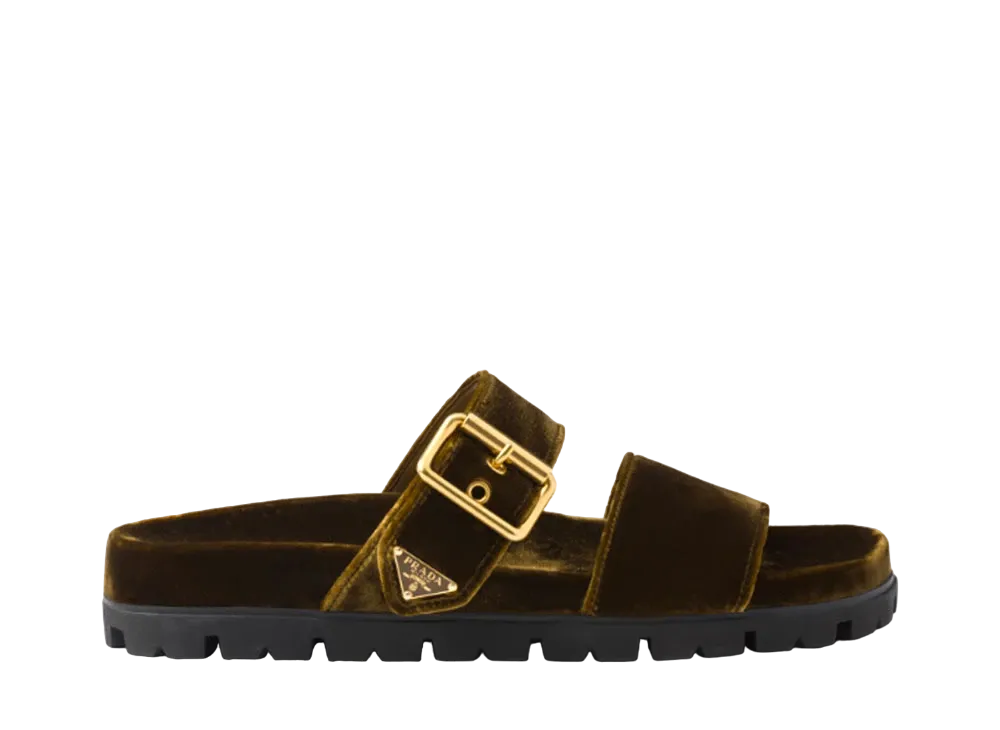 PRADA Women's Velvet Slides "Brown"