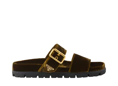 PRADA Women's Velvet Slides "Brown"