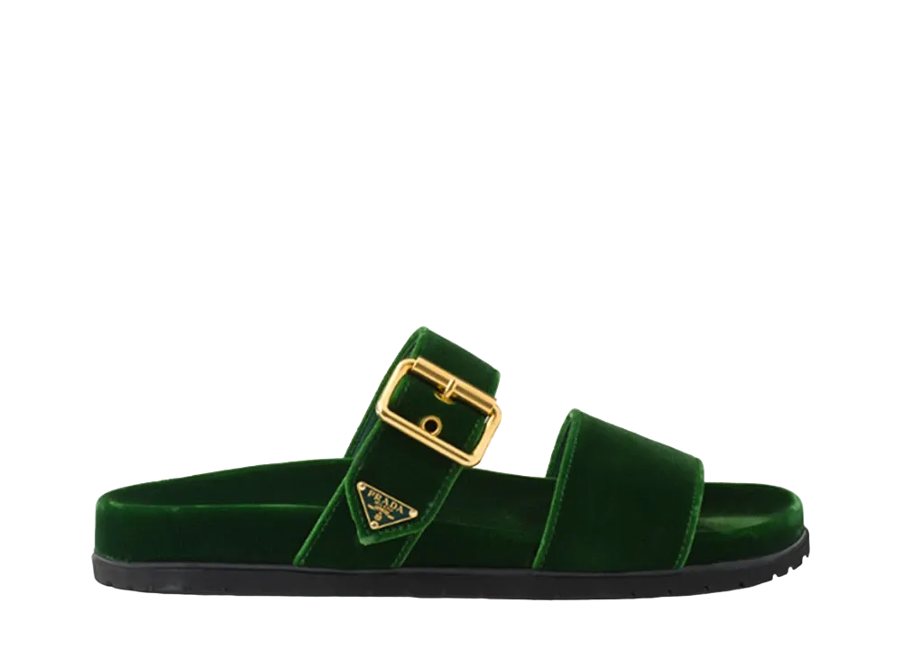 PRADA Women's Velvet Slides "Green"