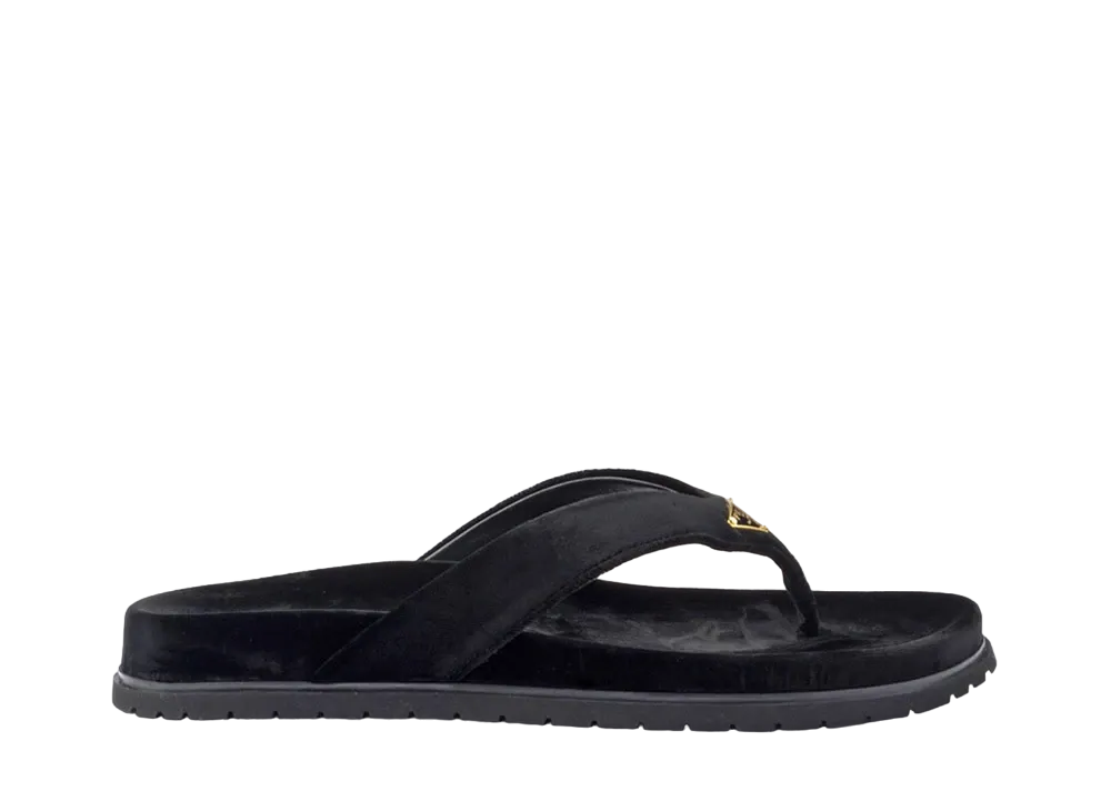 PRADA Women's Velvet Thong Flip-Flops "Black"