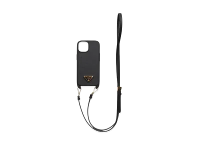 PRADA Saffiano Leather Cover For iPhone 15 "Black"