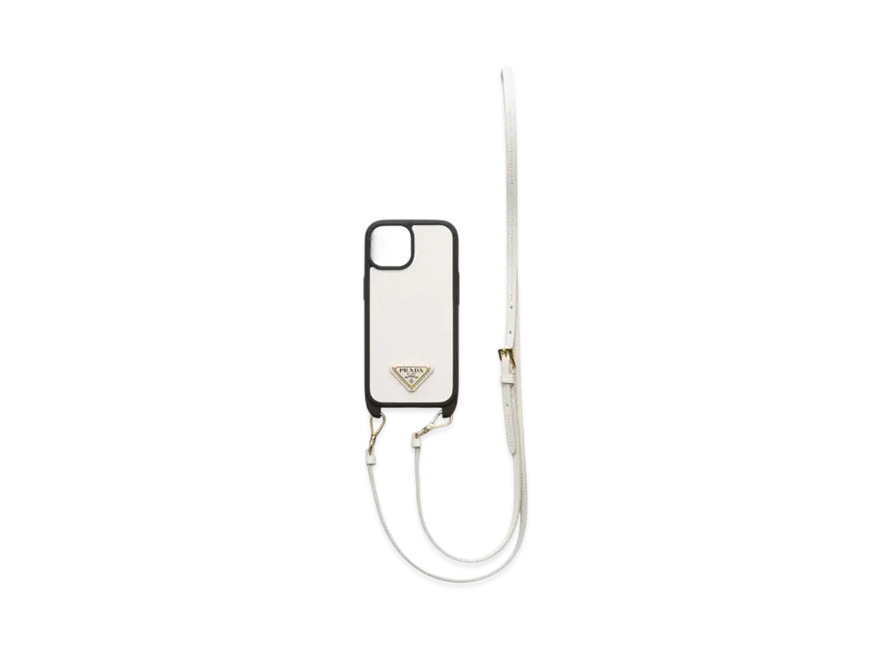 PRADA Saffiano Leather Cover For iPhone 15 "White"