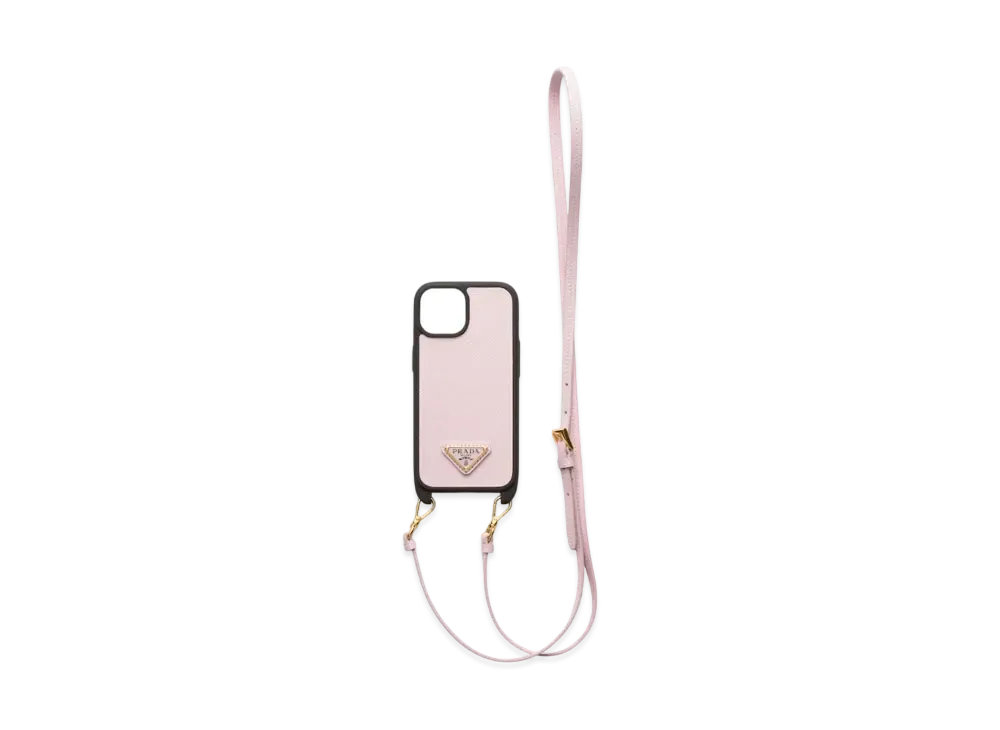 PRADA Saffiano Leather Cover For iPhone 15 "Pink"