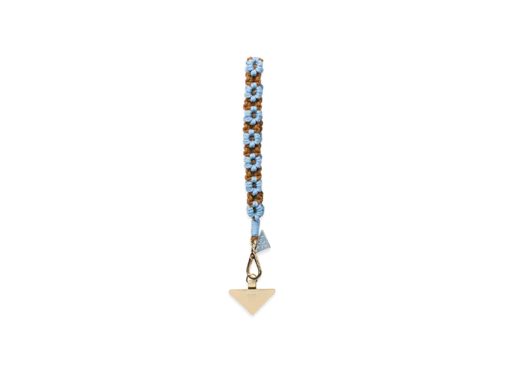 PRADA Crochet Smartphone Wristlet "Light Blue/Camel"