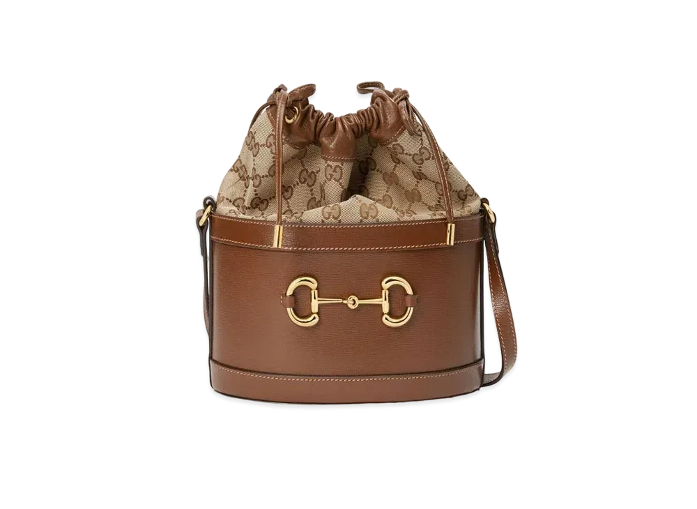 GUCCI Horsebit 1955 Bucket Bag "GG CanvasBrown"