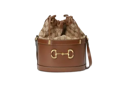 GUCCI Horsebit 1955 Bucket Bag "GG CanvasBrown"