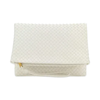 Bottega Veneta Women's Leather Giornale Clutch "White"