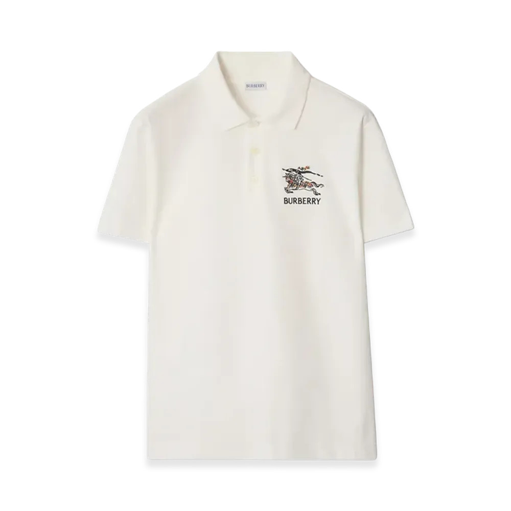 Burberry EKD Sketch Cotton Polo Shirt "Chalk White"