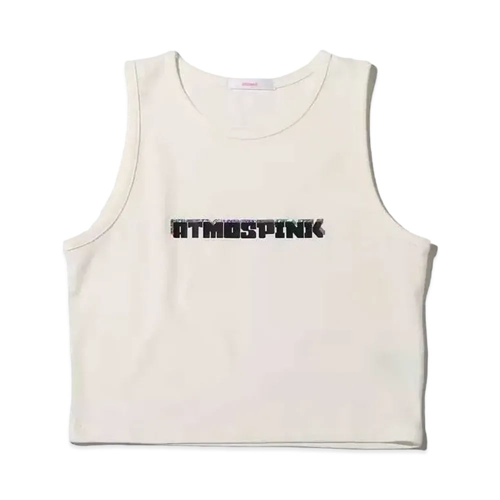 atmos pink Hologram Logo Chibi Tank "White"
