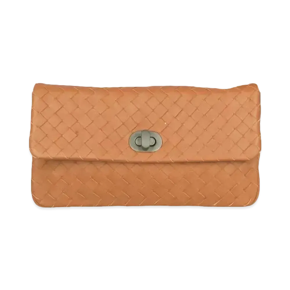 Bottega Veneta Intrecciato Lambskin Clutch Bag "Nectarine"