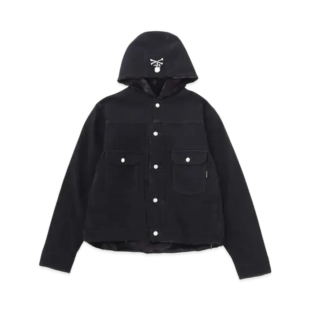 mastermind WORLD Denim Hooded Jacket Embroidery "Black"