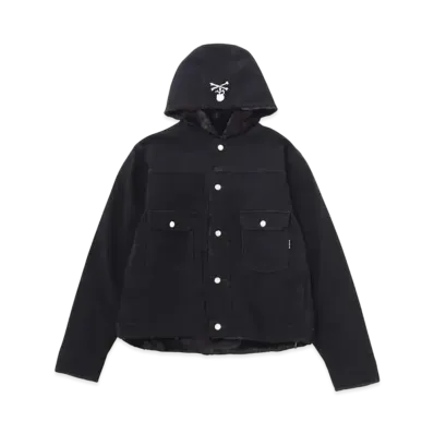 mastermind WORLD Denim Hooded Jacket Embroidery "Black"