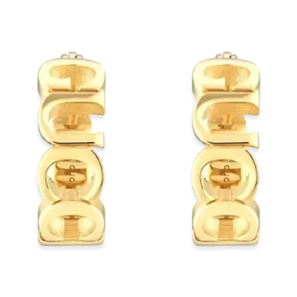 GUCCI Letter Hoop Earrings "Yellow Gold"