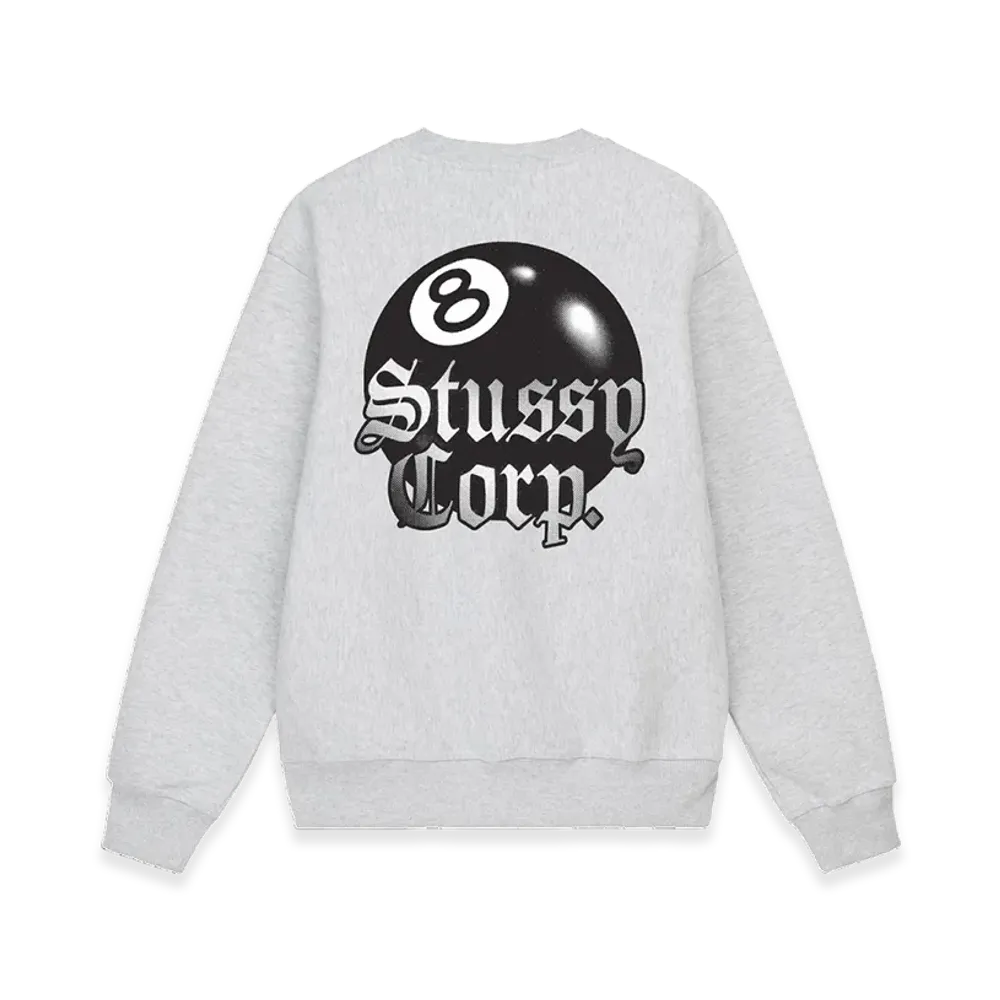 Stussy 8 Ball Corp Crew "Ash Heather"
