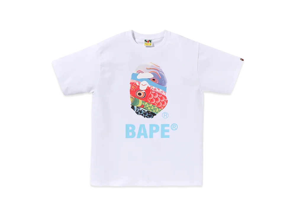 A BATHING APE Kids Carp Streamer Photo Ape Head Tee "White"