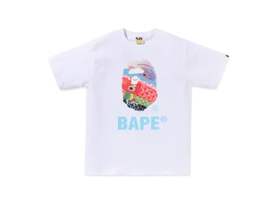 A BATHING APE Kids Carp Streamer Photo Ape Head Tee "White"