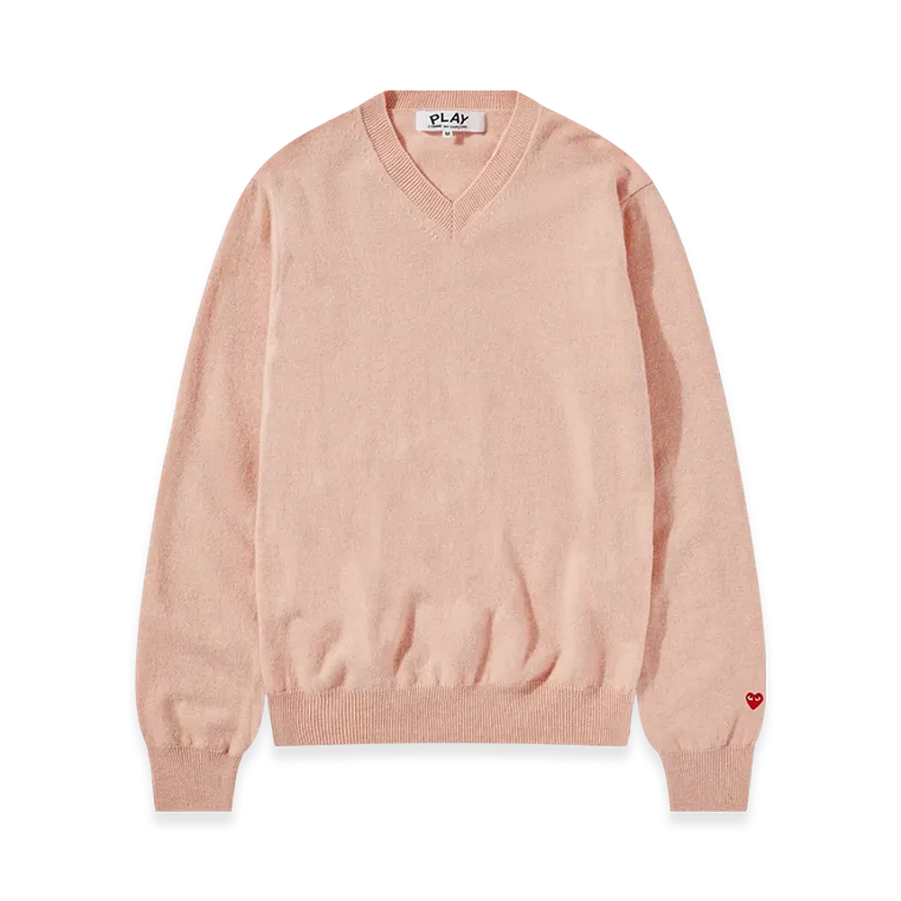 PLAY COMME des GARCONS Top Dyed Carded Lambswool V Neck Sweater Ladies "Light Pink"