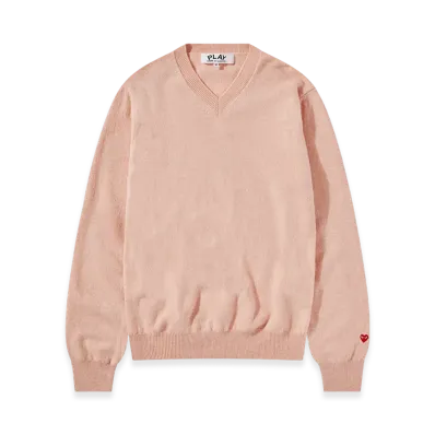 PLAY COMME des GARCONS Top Dyed Carded Lambswool V Neck Sweater Ladies "Light Pink"