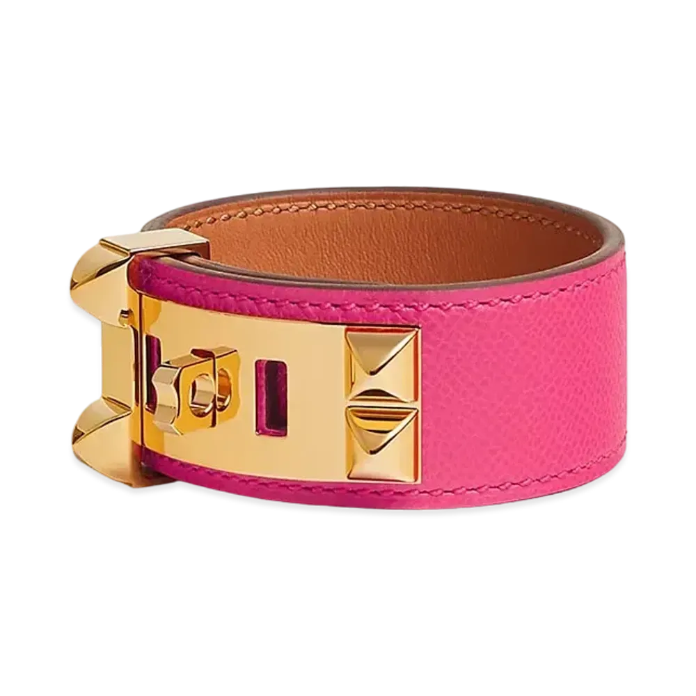 Hermes Collier de Chien 24 Bracelet "Rose Extreme/Gold"