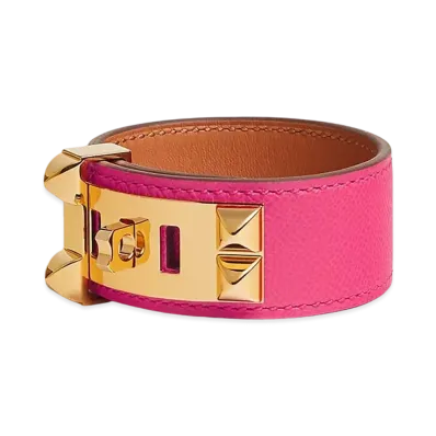 Hermes Collier de Chien 24 Bracelet "Rose Extreme/Gold"
