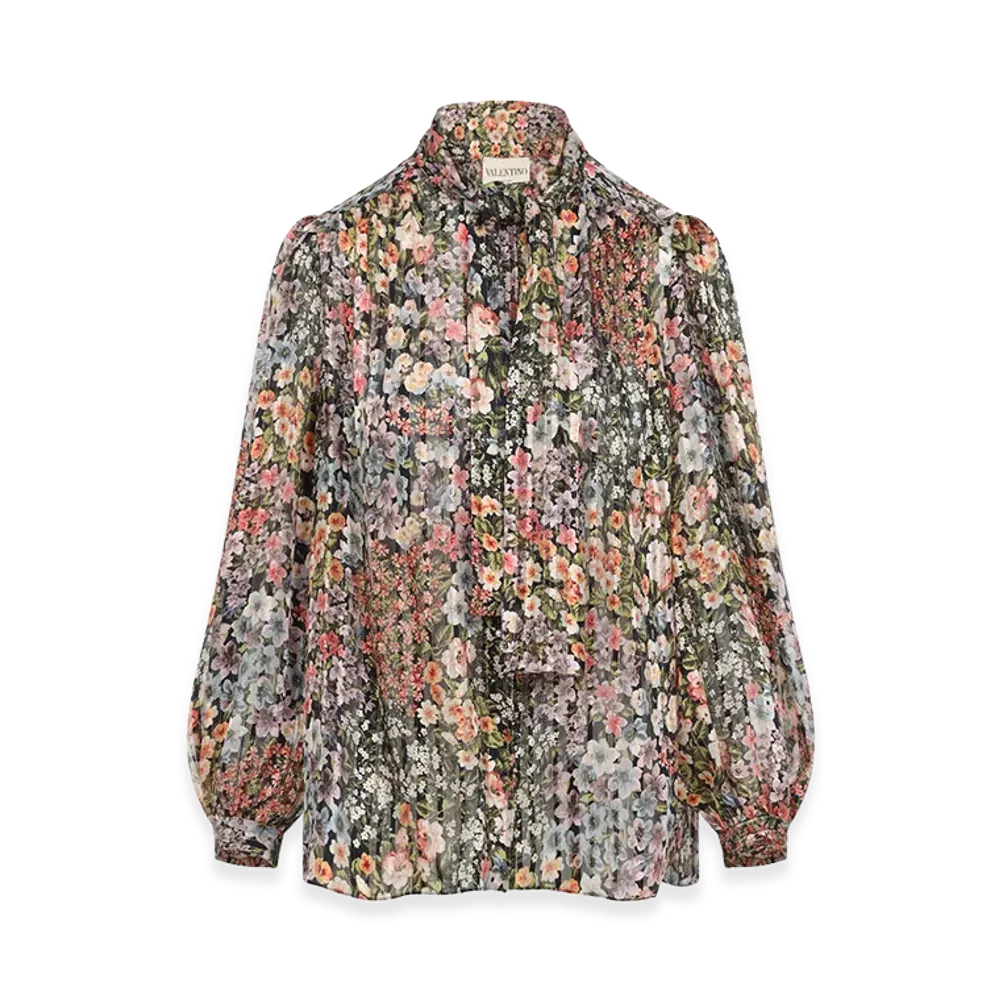 Valentino Women's Silk Blouse With Floral Print "Multicolor"
