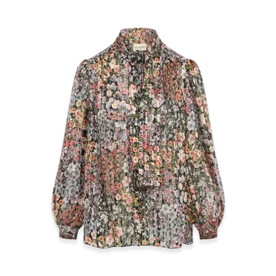Valentino Women's Silk Blouse With Floral Print "Multicolor"