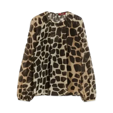 Max Mara Fionda Cotton Silk Print Blouse "Beige"