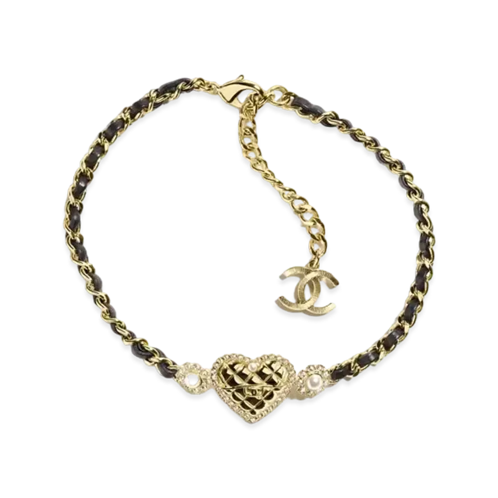 CHANEL Choker Metal, Lambskin, Glass Pearls & Strass "Gold/Black/Crystal/Pearly White"