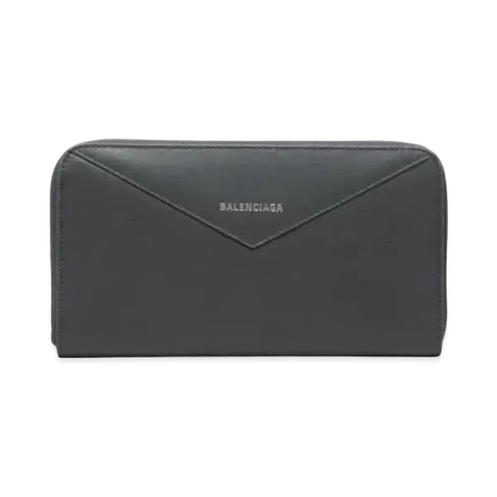 BALENCIAGA Paper Stone Paper Horizontal Full-Zip Wallet "Gray"